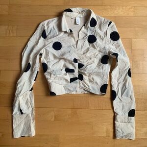 Ruffled button down crop top